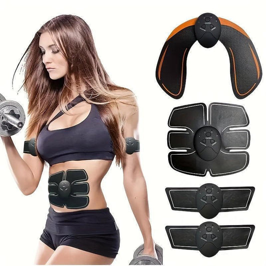 Wireless EMS Muscle Trainer - Tone and Strengthen Your Abs, Arms, and Glutes with 6 Intelligent Modes for Home and Office Fitness, Perfect for Men and Women Seeking a Full-Body Workout Rechargeable and battery-based two random