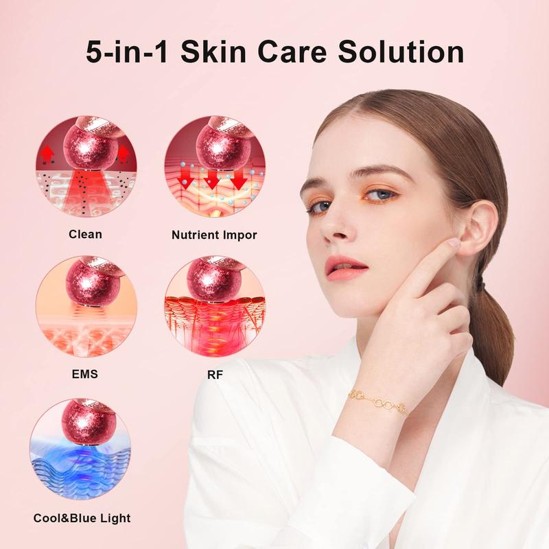 Christmas Gift Facial Massager Face Skin Care Device High Frequency Vibration Face Lifting Device EMS Microcurrent Skin Rejuvenation Light Therapy Anti Aging Cream Obsorbing and Deep Cleaning