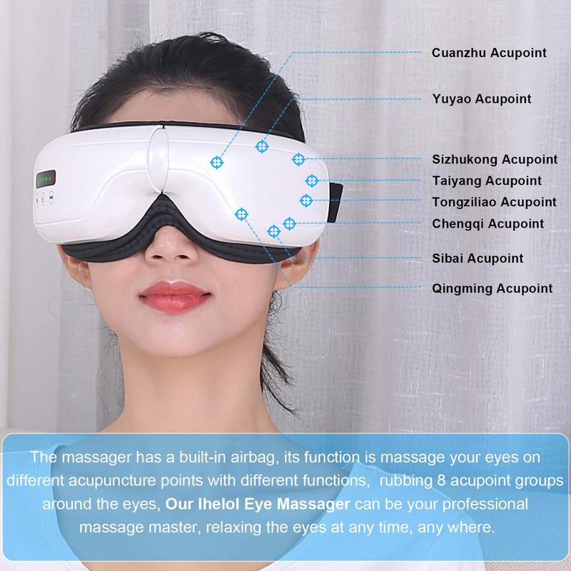 1 Piece Eye Massager with Heat, Portable Vibration Rechargeable Eye Therapy Massager Electric Bluetooth Music Massage for Relieve Eye Strain Dark Circles Eye Bags Dry Eye Improve Sleep, Great Gift Idea,Christmas Gift