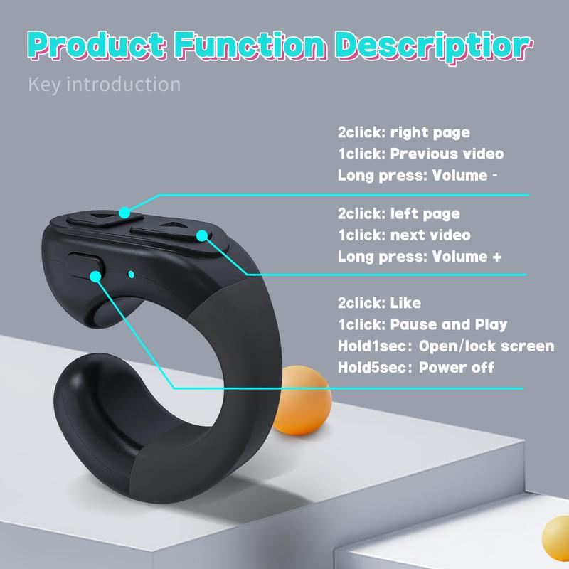 Christmas Gift Bluetooth Remote Control Wearable smart remote control ring Wireless Ring Camera Shutter Remote-ControlCompatible with iPhone, Ipad, Android