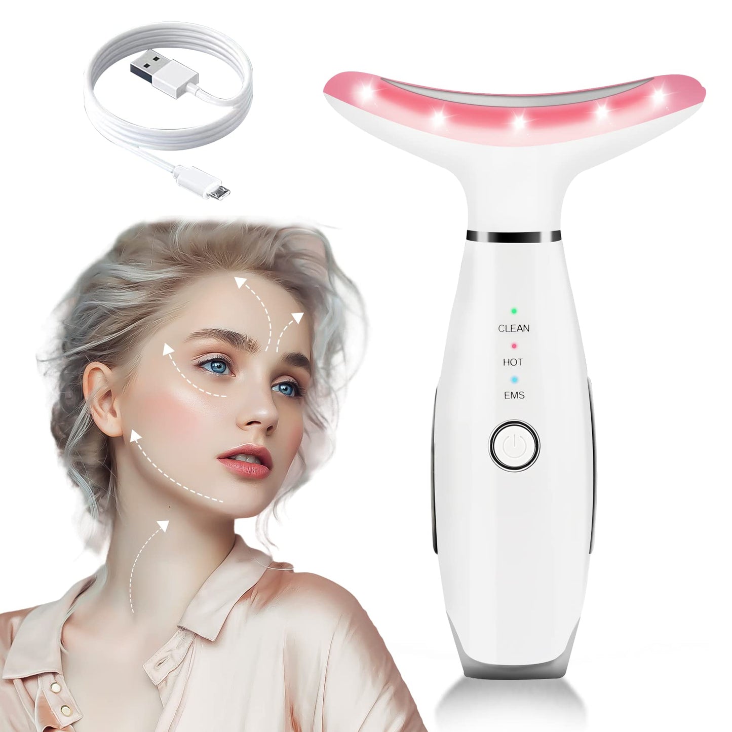 3-in-1 Facial Vibrating Massager for Face and Neck, Based on Triple Action LED, Thermal, and Vibration Technologies for Skin Care,Improve,Firm,Tightening and Smooth