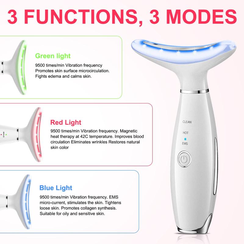 Christmas Gift Facial Massager,3-in-1 Firming Wrinkle Removal Tool for Face and Neck, Double Chin Reducer Vibration Massager Wrinkles Removal Anti-Aging, Lifts and Tightens Sagging Skin(1 Piece)